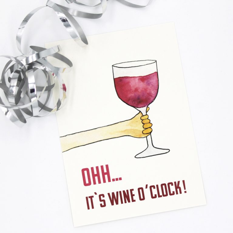 Grußkarte mit Weinglas